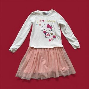 Hello Kitty Long Sleeve Dress with Pink Tulle Skirt